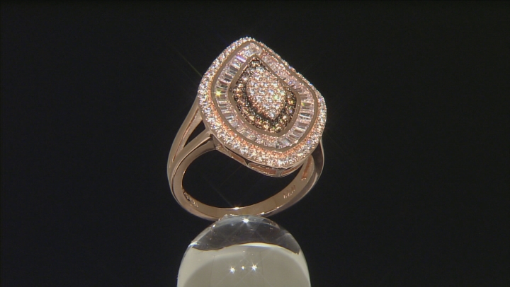 Brown And White Cubic Zirconia 18k Rose Gold Over Silver Ring 1.99ctw Video Thumbnail