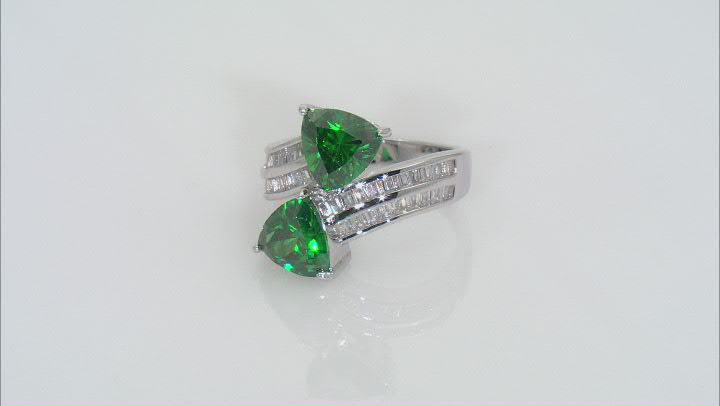 Green And White Cubic Zirconia Rhodium Over Silver Ring 4.10ctw Video Thumbnail