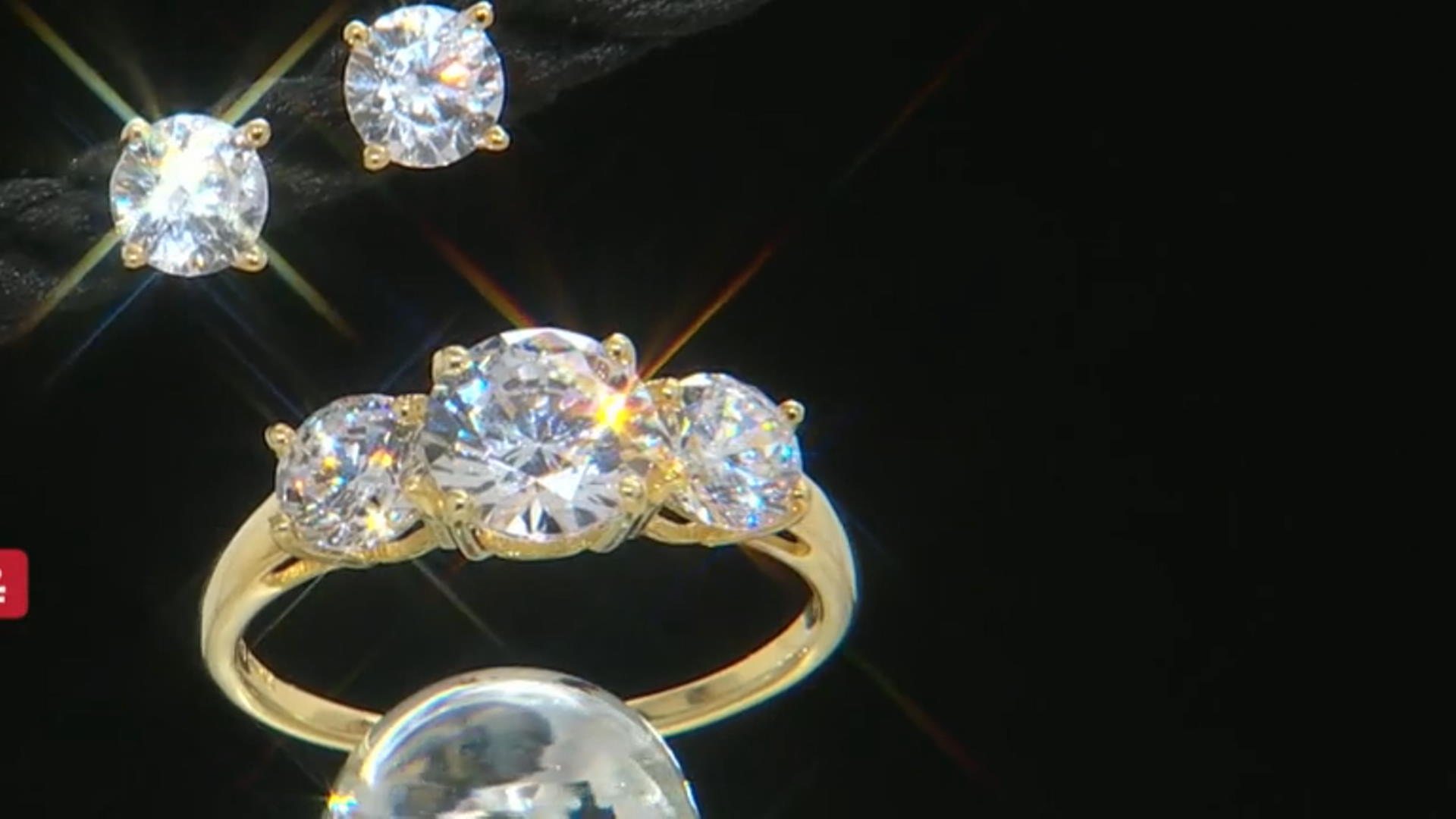 White Cubic Zirconia 18K Yellow Gold Over Silver Ring And Earrings 5.71ctw Video Thumbnail