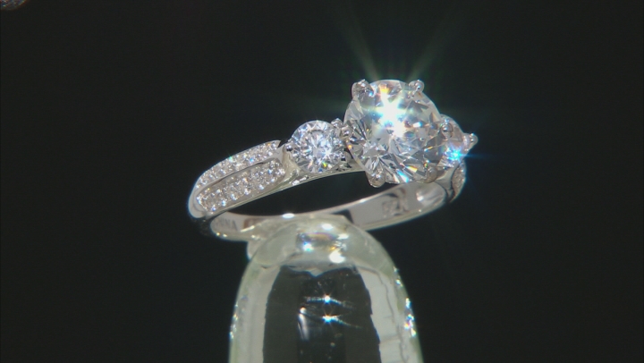 White Cubic Zirconia Rhodium Over Silver Earrings And Ring 10.94ctw Video Thumbnail