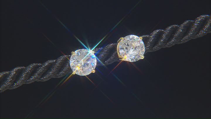White Cubic Zirconia 18K Yellow Gold Over Silver Earrings And Ring 10.94ctw Video Thumbnail