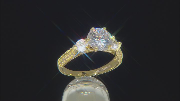 White Cubic Zirconia 18K Yellow Gold Over Silver Earrings And Ring 10.94ctw Video Thumbnail