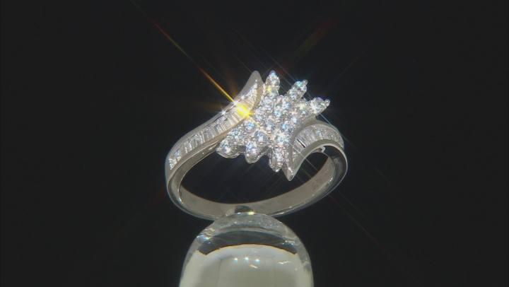 White Cubic Zirconia Rhodium Over Sterling Silver Ring 1.37ctw Video Thumbnail