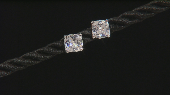 White Cubic Zirconia Rhodium Over Sterling Silver Ring And Earrings 8.69ctw Video Thumbnail