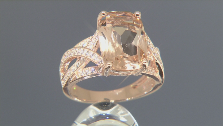 Morganite Simulant & White Cubic Zirconia 18kt Rose Gold Over Silver 5.78ctw Video Thumbnail