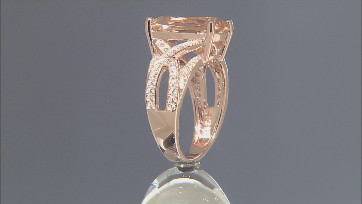 Morganite Simulant & White Cubic Zirconia 18kt Rose Gold Over Silver 5.78ctw Video Thumbnail