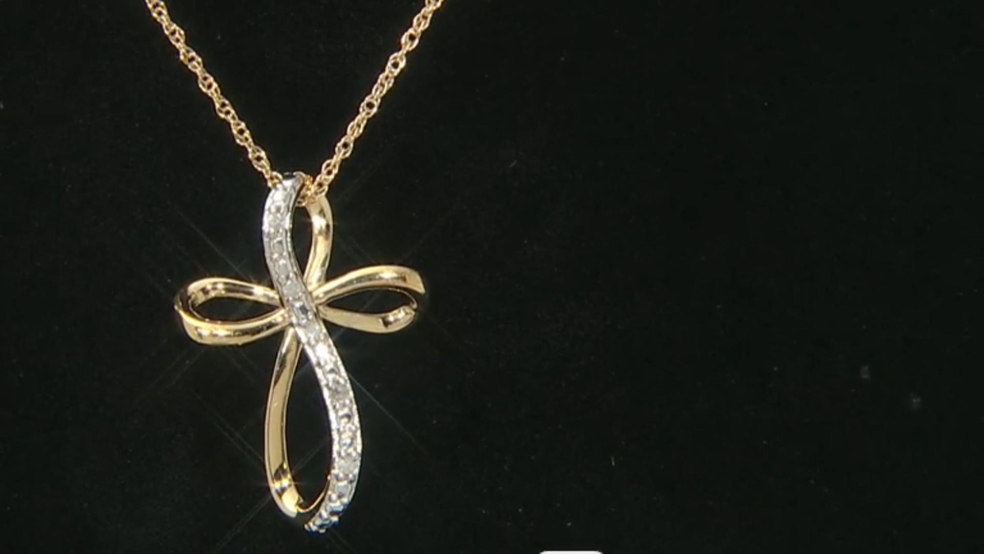 White Diamond Accent 14k Yellow Gold Over Brass Cross Slide Pendant With 18" Rope Chain Video Thumbnail