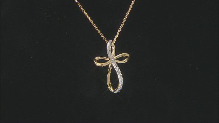 White Diamond Accent 14k Yellow Gold Over Brass Cross Slide Pendant With 18" Rope Chain Video Thumbnail