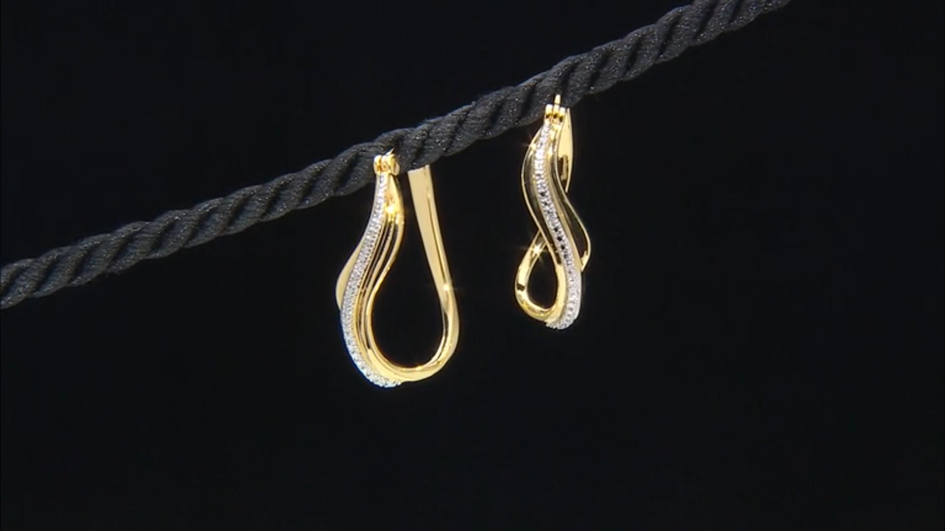 White Diamond Accent 14k Yellow Gold Over Brass Hoop Earrings Video Thumbnail