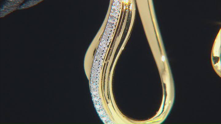 White Diamond Accent 14k Yellow Gold Over Brass Hoop Earrings Video Thumbnail