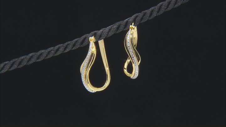 White Diamond Accent 14k Yellow Gold Over Brass Hoop Earrings Video Thumbnail