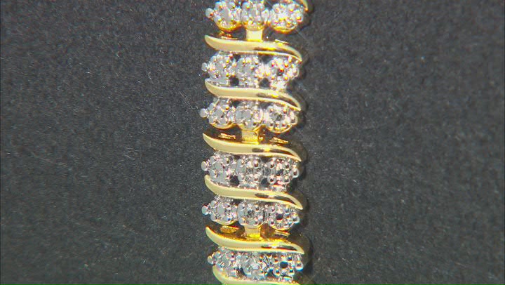 White Diamond Accent 18k Yellow Gold Over Bronze Tennis Bracelet Video Thumbnail