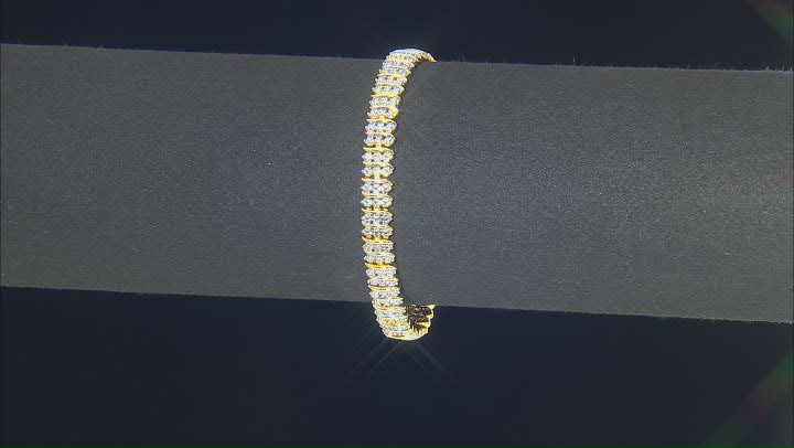 White Diamond Accent 18k Yellow Gold Over Bronze Tennis Bracelet Video Thumbnail