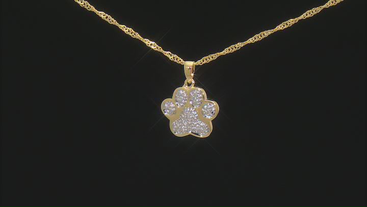 White Diamond Accent 14k Yellow Gold Over Bronze Paw Print Pendant With 18" Singapore Chain Video Thumbnail