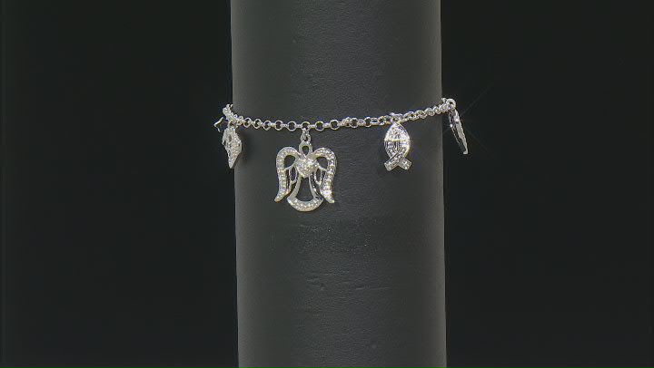 White Diamond Accent Rhodium Over Bronze Sentiment Charm Bracelet Video Thumbnail