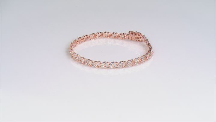 White Diamond Accent 14k Rose Gold Over Bronze Heart Tennis Bracelet Video Thumbnail