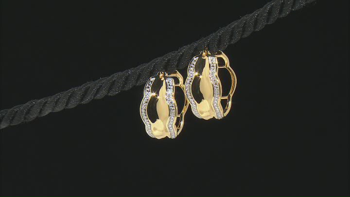White Diamond Accent 14k Yellow Gold Over Bronze Hoop Earrings Video Thumbnail