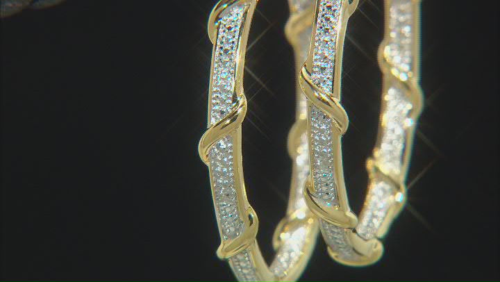 White Diamond Accent 14k Yellow Gold Over Bronze Inside-Out Hoop Earrings Video Thumbnail