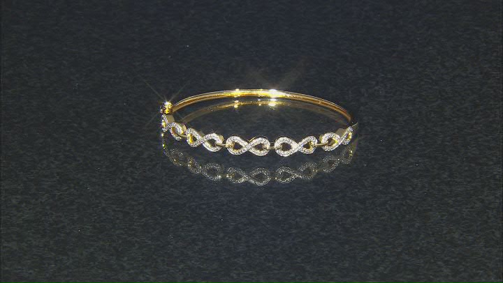 White Diamond Accent 14k Yellow Gold Over Bronze Infinity Bangle Bracelet Video Thumbnail