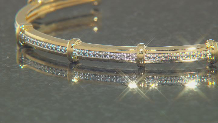 White Diamond Accent 14k Yellow Gold Over Bronze Cuff Bracelet Video Thumbnail