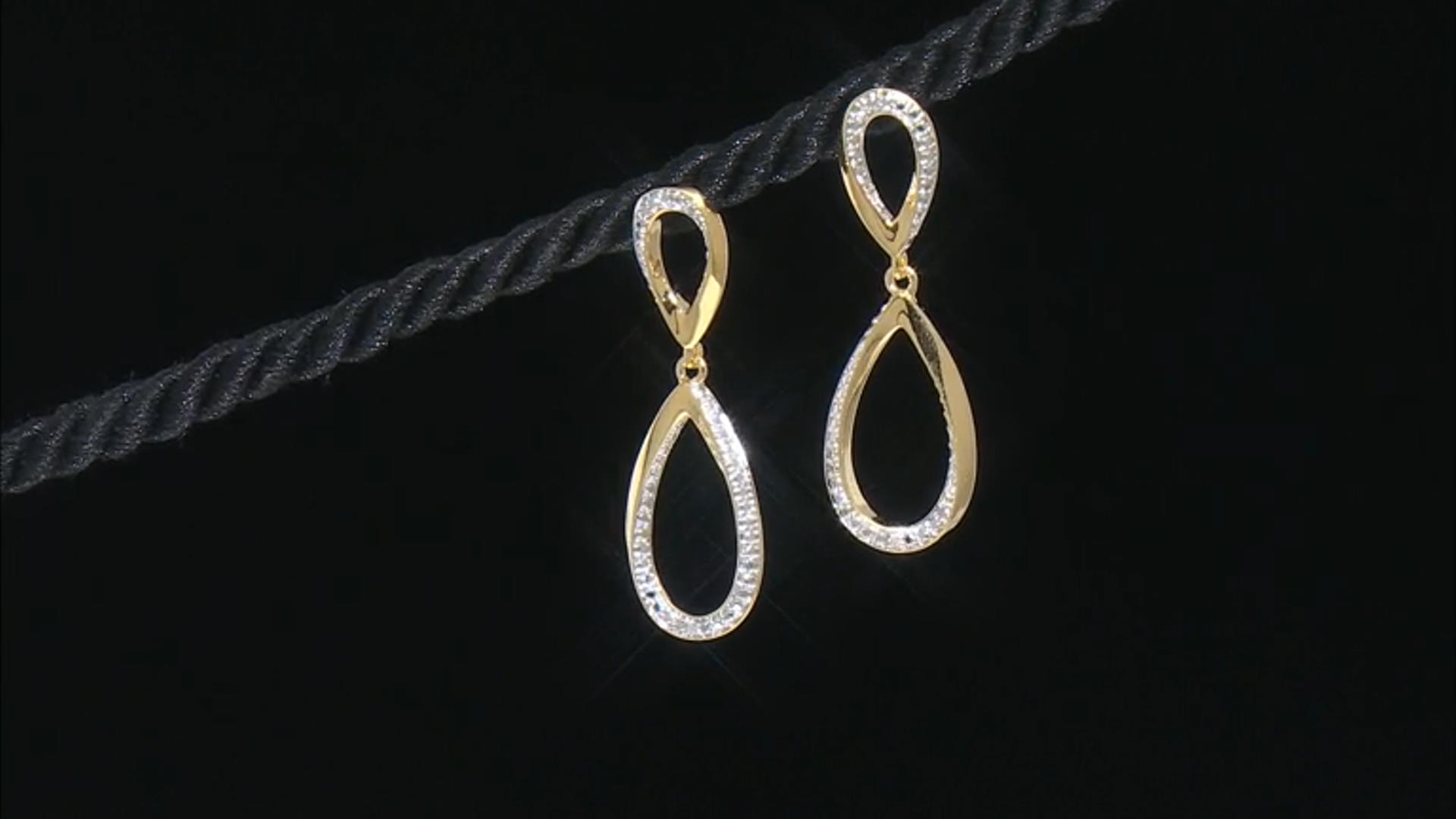 White Diamond Accent 14k Yellow Gold Over Bronze Dangle Earrings Video Thumbnail