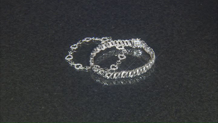 White Diamond Accent Rhodium Over Bronze Set of 2 Tennis Bracelets Video Thumbnail