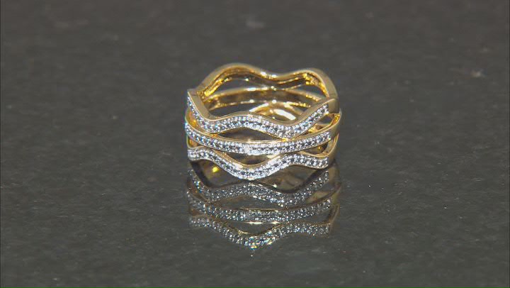 White Diamond Accent 14k Yellow Gold Over Bronze Band Ring Video Thumbnail