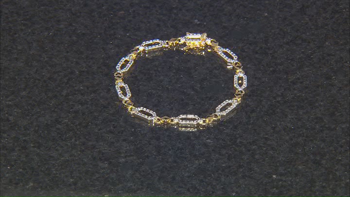White Diamond Accent 14k Yellow Gold Over Bronze Tennis Bracelet Video Thumbnail