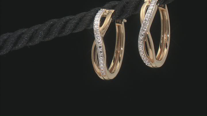 White Diamond Accent 14k Yellow Gold Over Brass Hoop Earrings Video Thumbnail