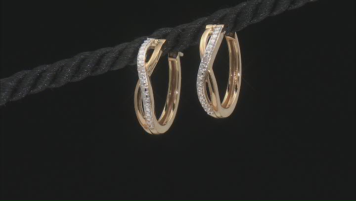 White Diamond Accent 14k Yellow Gold Over Brass Hoop Earrings Video Thumbnail