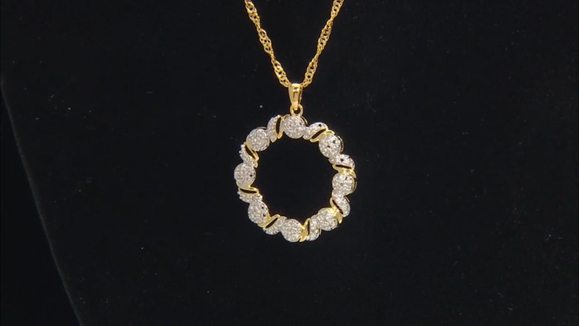 White Diamond Accent 14k Yellow Gold Over Bronze Circle Pendant With 18" Singapore Chain Video Thumbnail