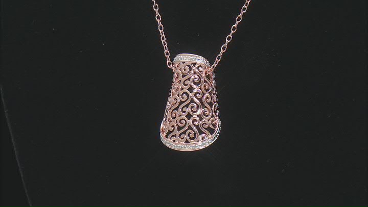 White Diamond Accent 14k Rose Gold Over Bronze Slide Pendant With 18" Cable Chain Video Thumbnail