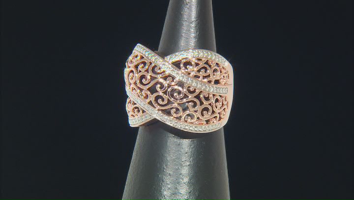 White Diamond Accent 14k Rose Gold Over Bronze Crossover Ring Video Thumbnail
