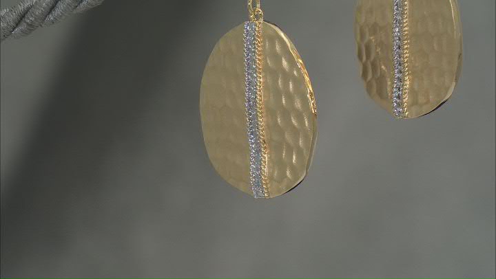 White Diamond Accent 14k Yellow Gold Over Bronze Dangle Earrings Video Thumbnail