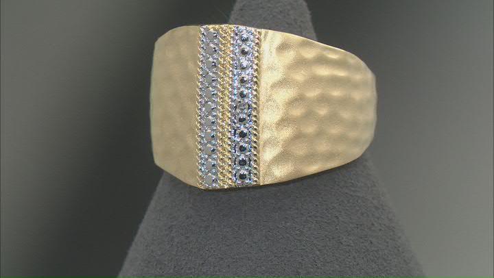 White Diamond Accent 14k Yellow Gold Over Bronze Wide Band Ring Video Thumbnail