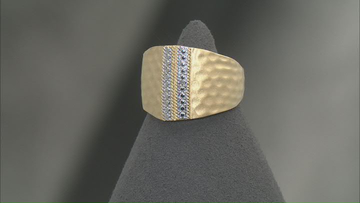 White Diamond Accent 14k Yellow Gold Over Bronze Wide Band Ring Video Thumbnail