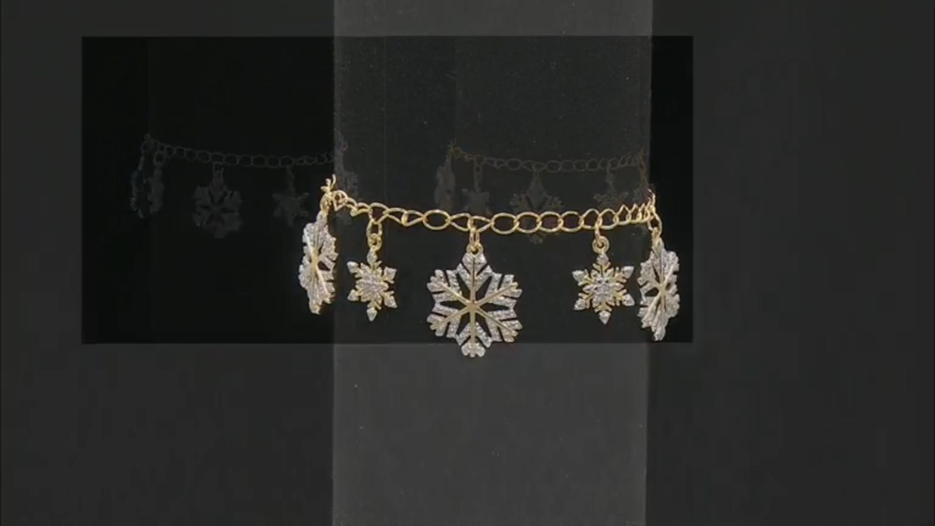 White Diamond Accent 14k Yellow Gold Over Bronze Snowflake Charm Bracelet Video Thumbnail