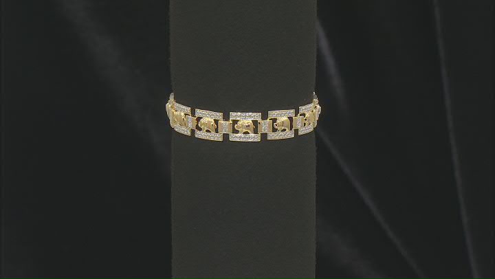 White Diamond Accent 14k Yellow Gold Over Bronze Elephant Tennis Bracelet Video Thumbnail