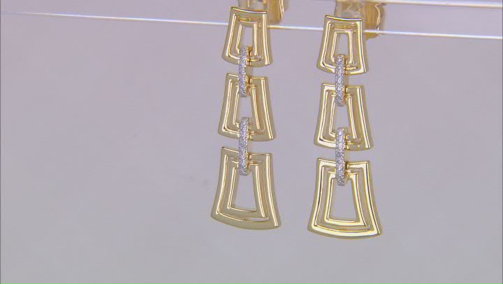 White Diamond Accent 14k Yellow Gold Over Bronze Dangle Earrings Video Thumbnail