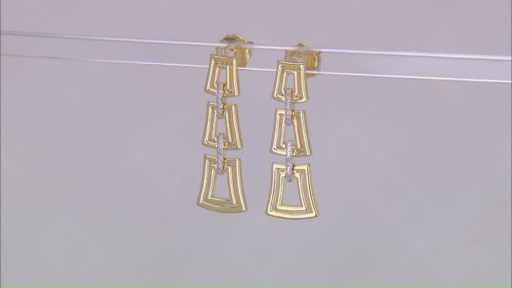 White Diamond Accent 14k Yellow Gold Over Bronze Dangle Earrings Video Thumbnail