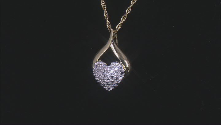 White Diamond Accent 14k Yellow Gold Over Brass Heart Slide Pendant With Rope Chain Video Thumbnail