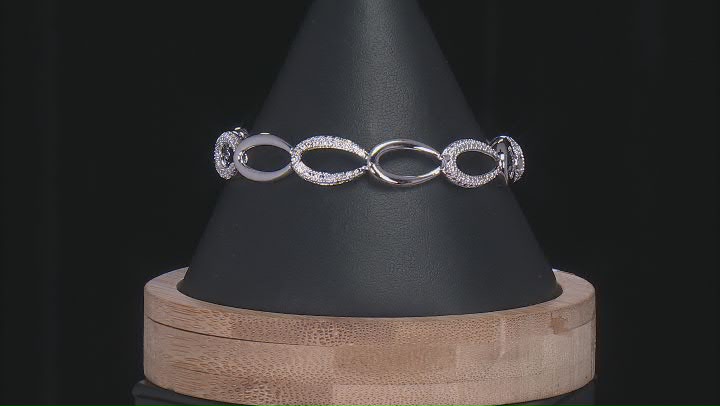White Diamond Accent Rhodium Over Brass Bracelet Video Thumbnail
