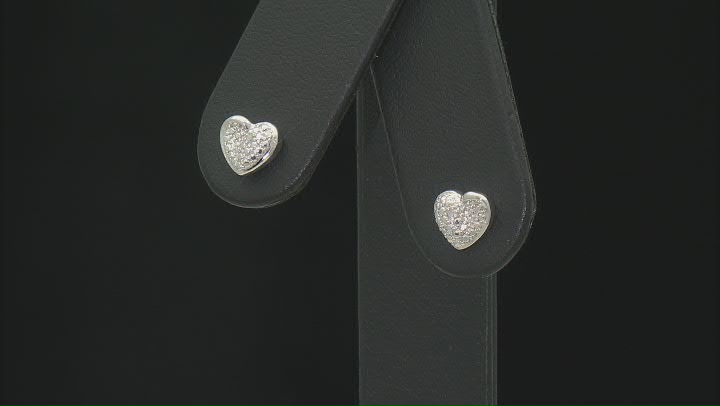 White Diamond Accent Rhodium Over Brass Stud And Hoop Set Of 3 Earrings Video Thumbnail