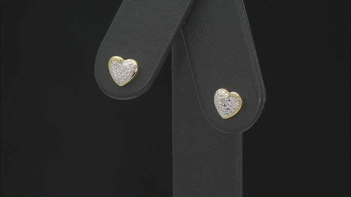 White Diamond Accent 14k Yellow Gold Over Brass Stud And Hoop Set Of 3 Earrings Video Thumbnail