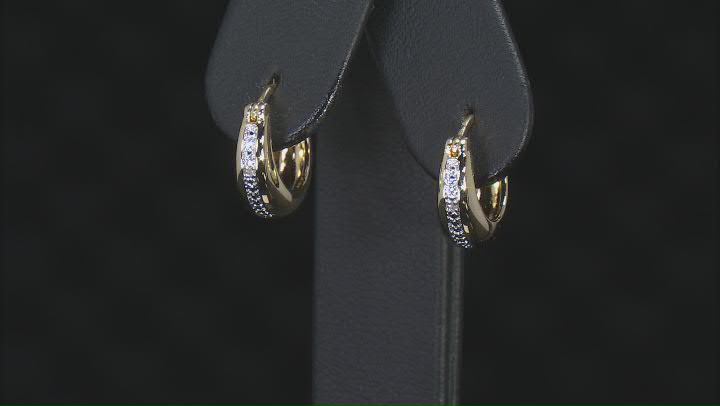 White Diamond Accent Rhodium & 14k Yellow Gold Over Brass Set Of 2 Hoop Earrings Video Thumbnail