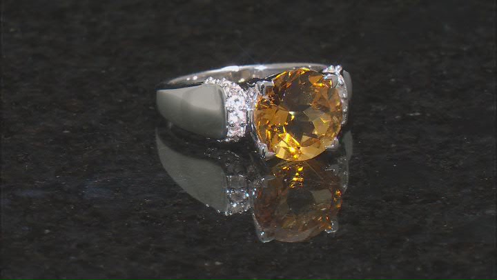 Yellow Citrine Rhodium Over Sterling Silver Ring 3.08ctw Video Thumbnail