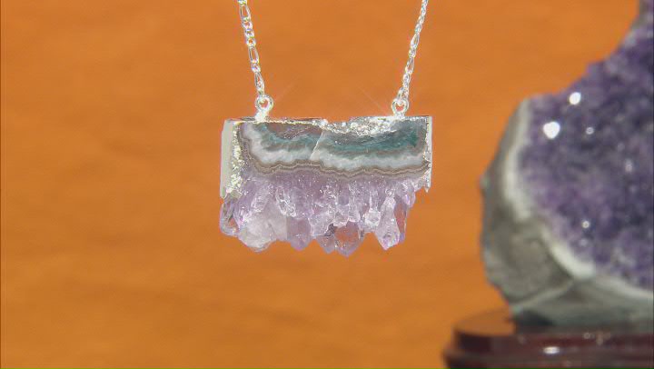 Amethyst Slice Silver Over Brass Necklace Video Thumbnail