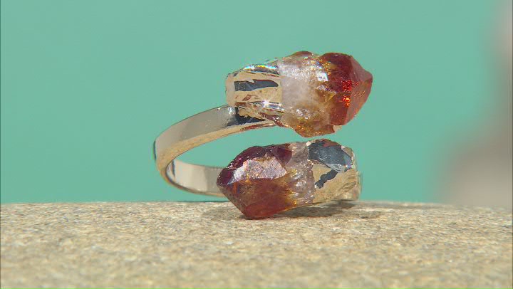 Citrine 18k Yellow Gold Over Brass Bypass Ring