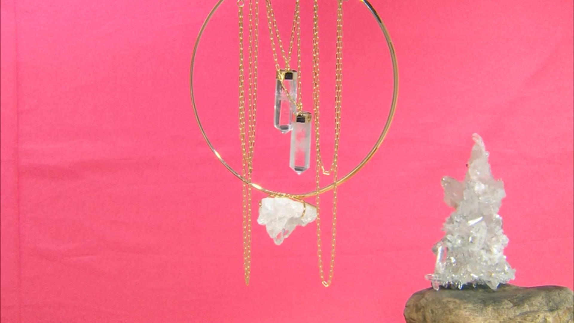 Crystal Quartz 18K Yellow Gold Over Brass Interchangeable Necklace Video Thumbnail