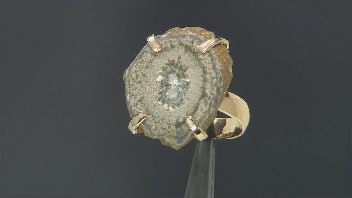 Free-form Rough Stalactite 18k Yellow Gold Over Brass Ring Video Thumbnail